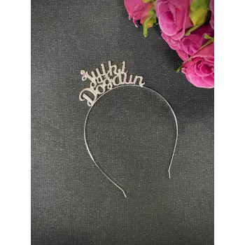 İyi ki Doğdun Yazılı Metal Taç Gümüş Renk Konsept Doğum Günü Tacı