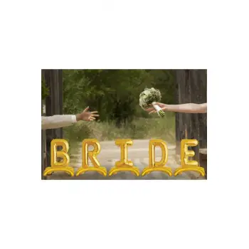 BRİDE Yazılı Ayaklı Folyo Balon Seti Gold Renk 32