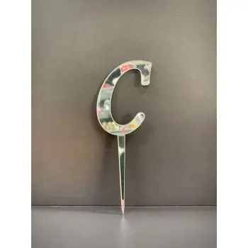 C Harfi Pasta - Cupcake Üzeri Pleksi