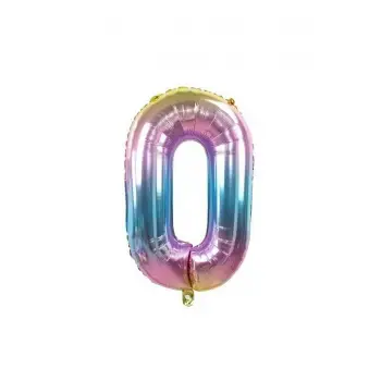 0 Rakam Gökkuşağı Renkli Folyo Helyum Balon 34 76 Cm 0 Rakamı Folyo Balon