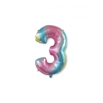 3 Yaş Doğum Günü Gökkuşağı Renkli Folyo Helyum Balon 34 76 Cm 3 Rakamı Folyo Balon