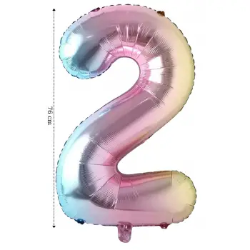 2 Yaş Doğum Günü Gökkuşağı Renkli Folyo Helyum Balon 34 76 Cm 2 Rakamı Folyo Balon