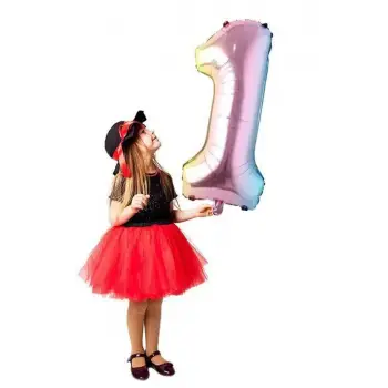 1 Yaş Doğum Günü Gökkuşağı Renkli Folyo Helyum Balon 34 76 Cm 1 Rakamı Folyo Balon