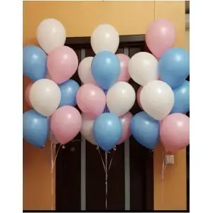 Cinsiyet Partisi Pembe Mavi Beyaz Renkli Balon Seti 30 Adet Cinsiyet Partisi Balon Süslemesi