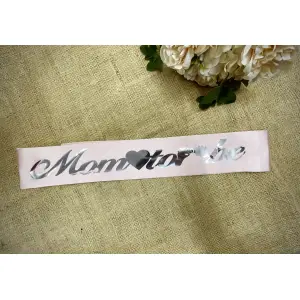 Mom To Be Gümüş Yaldızlı Pembe Kuşak 150 cm Kız Bebek Yeni Doğum ve Cinsiyet Partisi Süslemesi