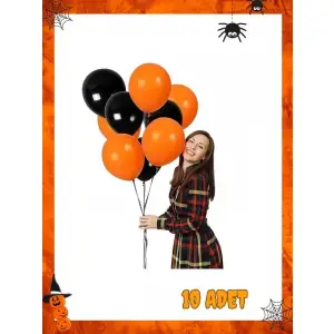 Cadılar Bayramı Happy Halloween Renkleri Turuncu Siyah Karışık Balon 10 Adet Cadılar Bayramı Süsleme