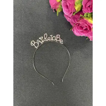 Bride To Be Yazılı Gümüş Renk Konsept Metal Gelin Tacı Bekarlığa Veda Partisi Kutlama Tacı