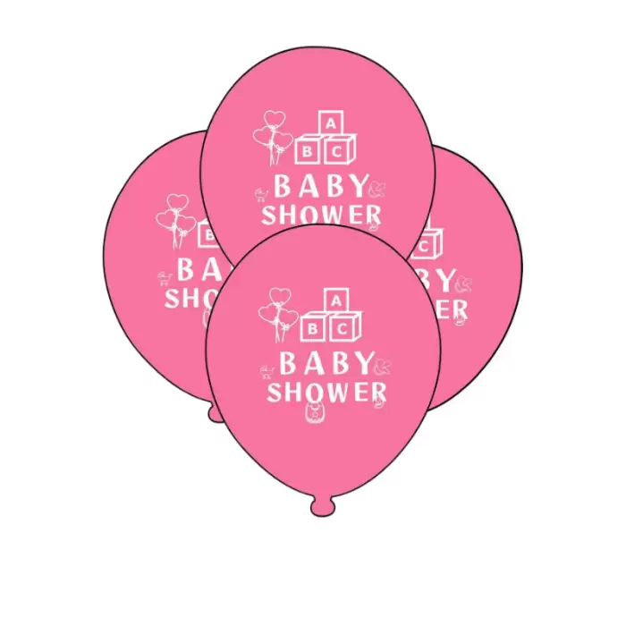 Kız Bebek Baby Shower Partisi Pembe Renk Baskılı Balon 10 Adet Baby Shower Balonu