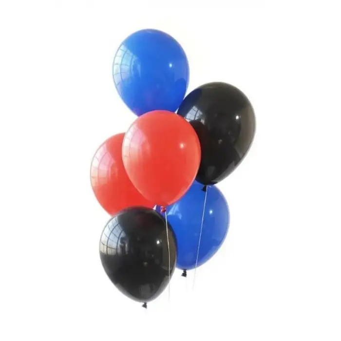 Kırmızı Lacivert Siyah Karışık Renk 10 Adet Balon Örümcek Adam Süsleme Balonu Spiderman Balon