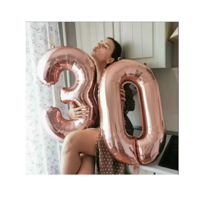 30 Yaş Rose Gold Renk Folyo Helyum Balon 34 76 Cm 30 Yaş Doğum Günü Balon Süslemesi