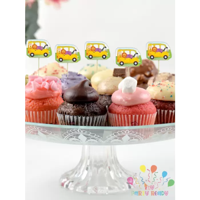 Safari Konsept Doğum Günü Partisi Pasta Cupcake Kürdanı 10 lu Safari Tema Süsleme