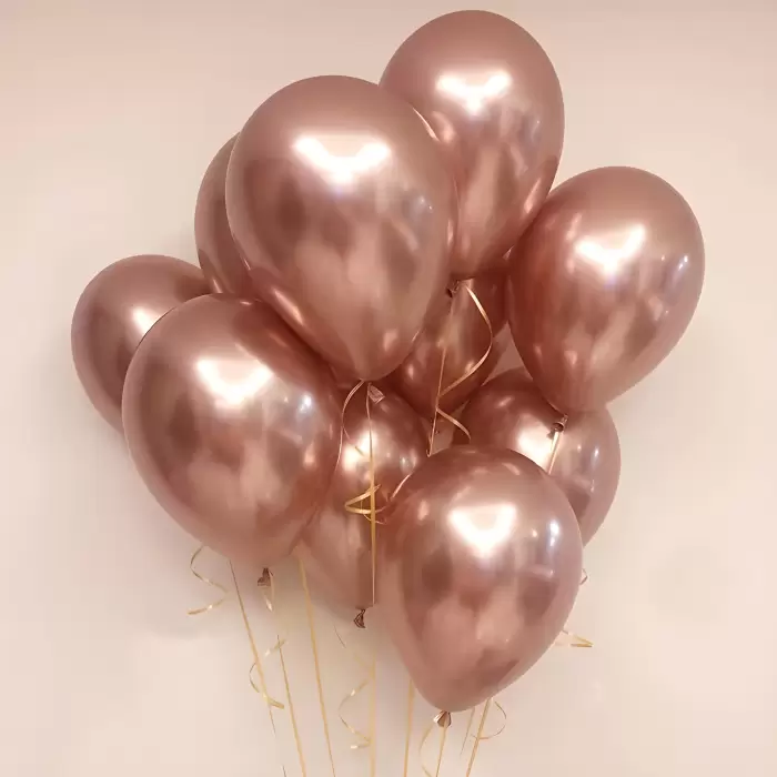 Krom Rose Renk Aynalı Balon 5 adet 12 Rose Rengi Parlak Aynalı Süsleme Balonu