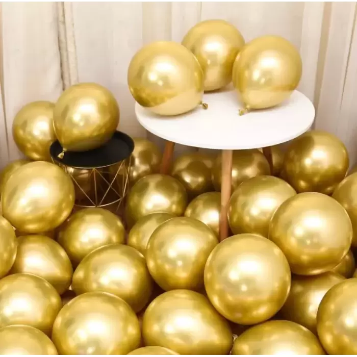 Krom Gold Renk Aynalı Balon 5 adet 12 Altın Rengi Parlak Aynalı Süsleme Balonu