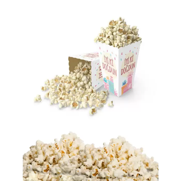 İyiki Doğdun Yazılı Konsept Renkli Mısır Kutusu Popcorn 8 li Makaron Tema Masa Üstü Süslemesi