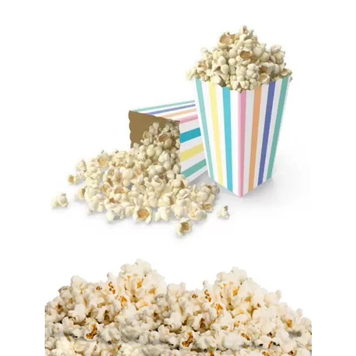 Makaron Konsept Renkli Çizgili Mısır Kutusu Popcorn 8 li Makaron Tema Süsleme