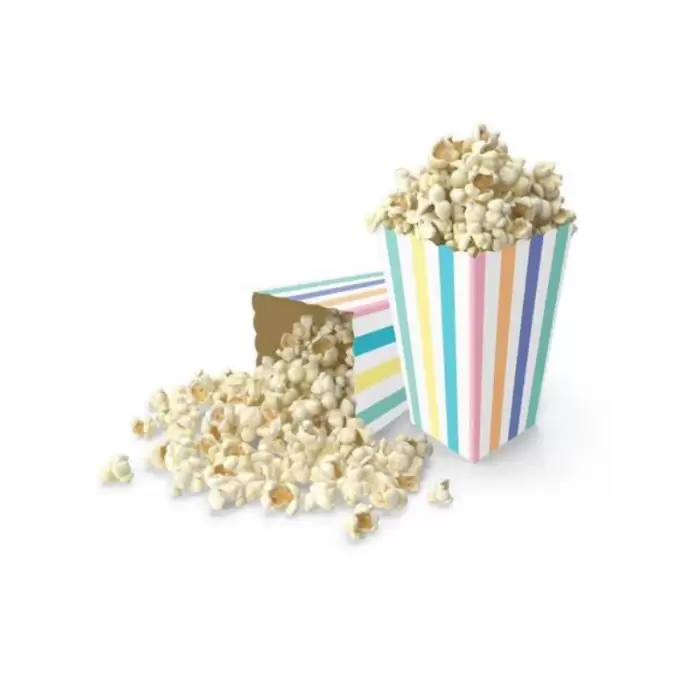 Makaron Konsept Renkli Çizgili Mısır Kutusu Popcorn 8 li Makaron Tema Süsleme