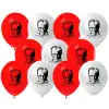 Atatürk Baskılı Kırmızı Beyaz Karışık Renk Balon 10 Adet Milli Bayram Süsleme Balonu 29 Ekim