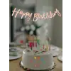 Happy Birthday Yazılı Kaligrafi Banner Yazısı Rose Gold Renk Doğum Günü Partisi 110 cm
