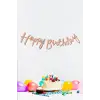 Happy Birthday Yazılı Kaligrafi Banner Yazısı Rose Gold Renk Doğum Günü Partisi 110 cm