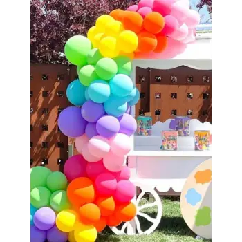 Gökkuşağı Konsept Doğum Günü Partisi Balon Zinciri 70 Balon Gökkuşağı Konsept Balon Süslemesi