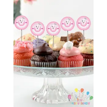 Kız Bebek Diş Partisi Konsept Süsleme Pasta Cupcake Kürdanı 10lu Diş Buğdayı Süsleme
