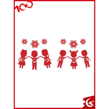 23 Nisan Çocuklar Yapıştırma Pencere Süsü 29 Ekim Süslemesi