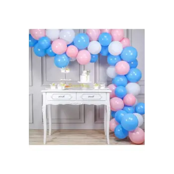 Cinsiyet Belirleme Partisi Mavi Pembe Beyaz Balon Lateks Balon Zincir Seti Cinsiyet Partisi Balonu