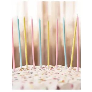 Makaron Renkli Pasta Mumu 8 li Gökkuşağı Renkli Mumlar