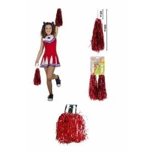 Kırmızı Pon Pon Metalik Parlak Renkler 23 Nisan Kutlama Ponponu