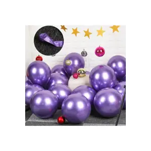 Krom Mor Renk Aynalı Balon 5 adet 12 Mor Rengi Parlak Aynalı Süsleme Balonu