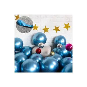 Krom Mavi Renk Aynalı Balon 5 adet 12 Mavi Rengi Parlak Aynalı Süsleme Balonu