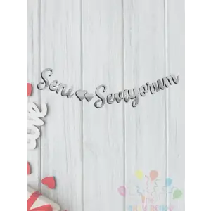 Seni Seviyorum Yazılı Kaligrafi Banner YazısıGümüş Renk Sevgili Sürprizi 150 cm