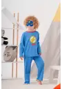 Heros Çanta Ve Maskeli Erkek Çocuk Pijama Takımı Koyu Mavi 4-7 Yaş