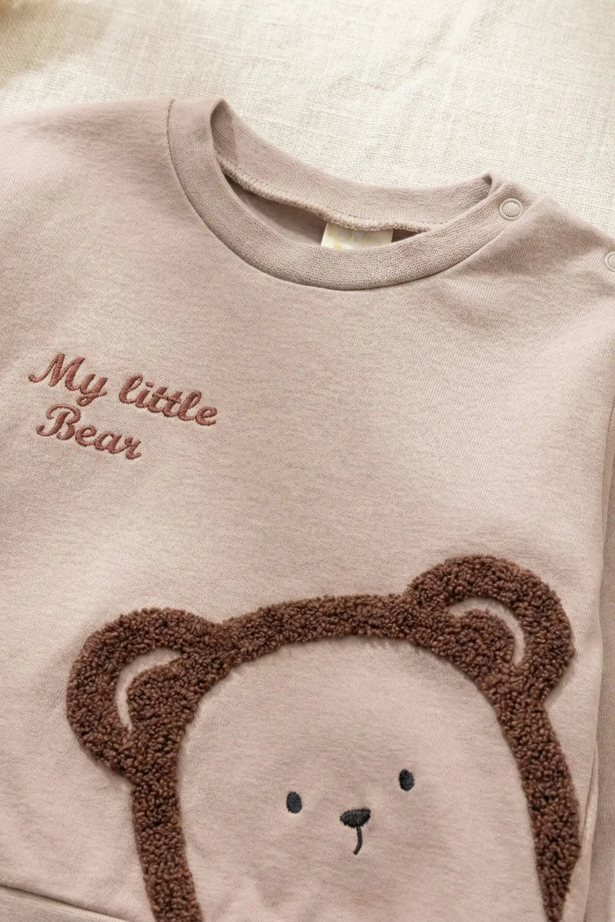 Ayıcık Nakışlı % 100 Pamuk 2li Erkek Bebek Takım