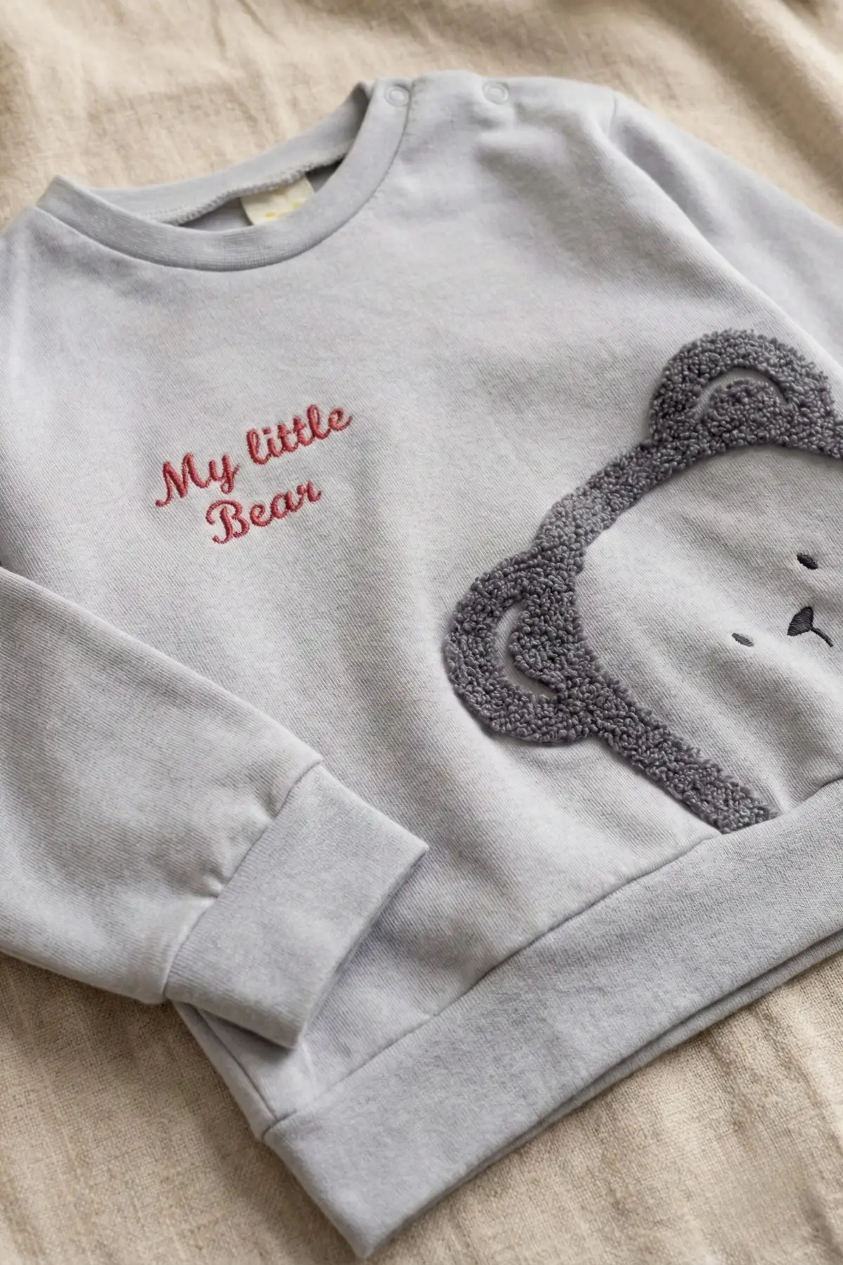 Ayıcık Nakışlı % 100 Pamuk 2li Erkek Bebek Takım