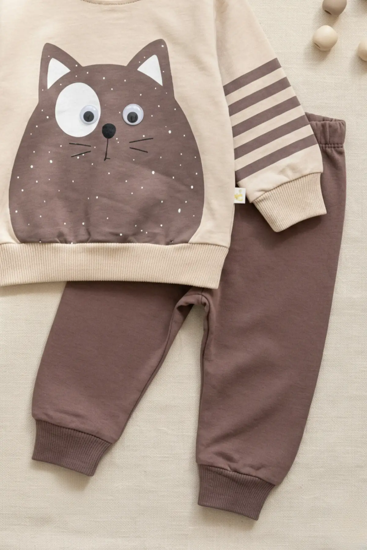 Kedi Desenli Pamuklu 2li Erkek Bebek Takım