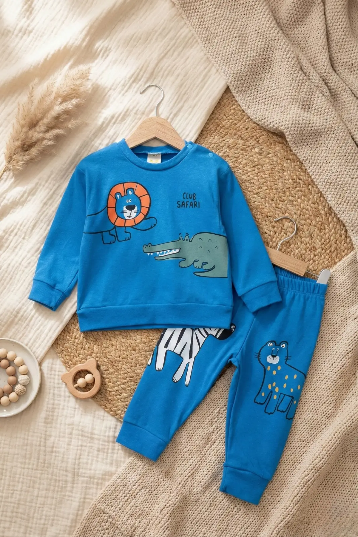 Clup Safari Desenli Mevsimlik 2li Erkek Bebek Takımı