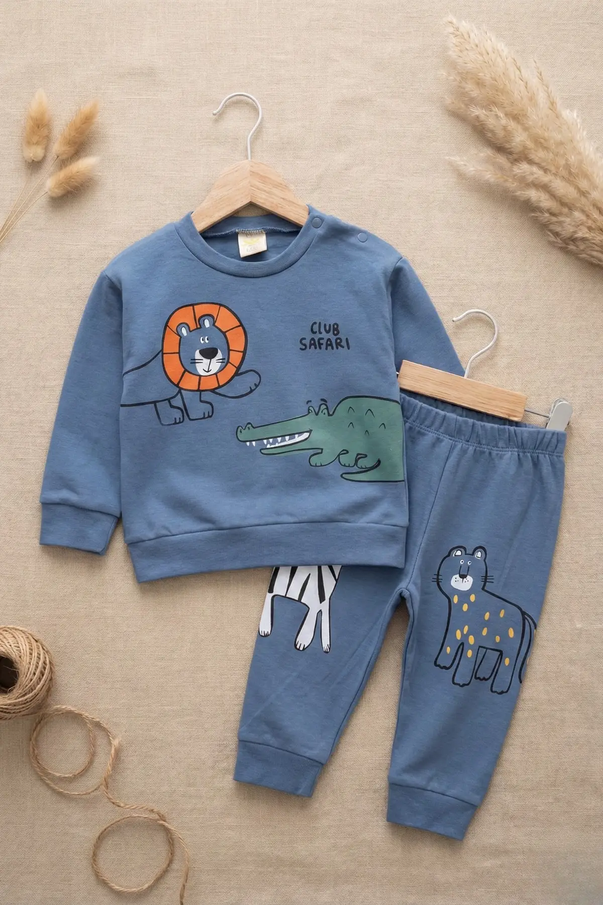 Clup Safari Desenli Mevsimlik 2li Erkek Bebek Takımı