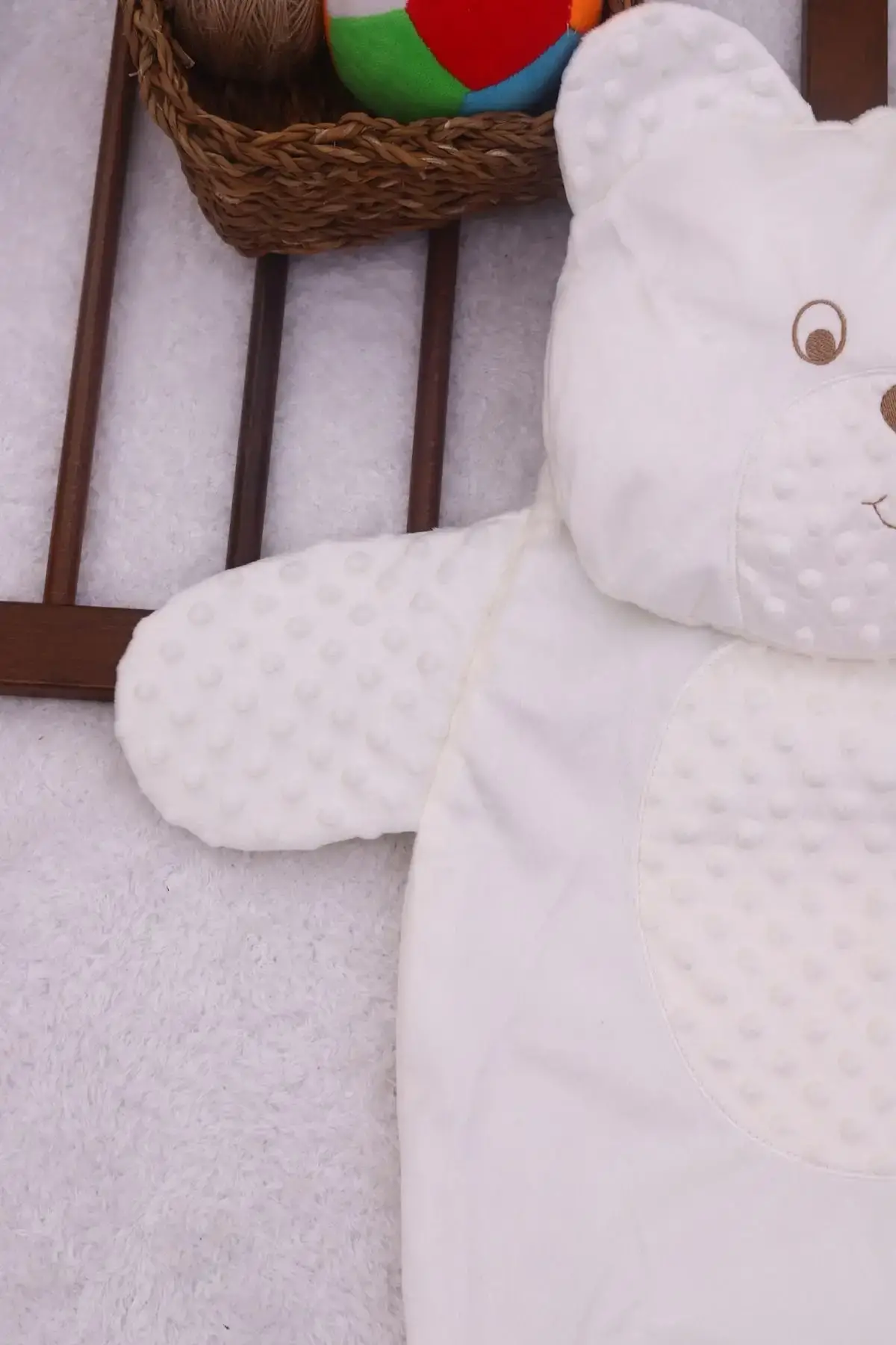 Ayıcık Nakışlı Yastıklı Welsoft Bebek Alt Açma Seti- Krem