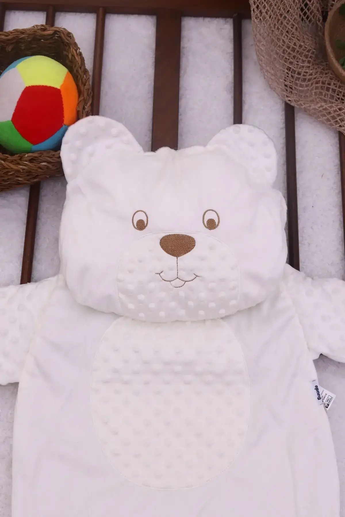 Ayıcık Nakışlı Yastıklı Welsoft Bebek Alt Açma Seti- Krem