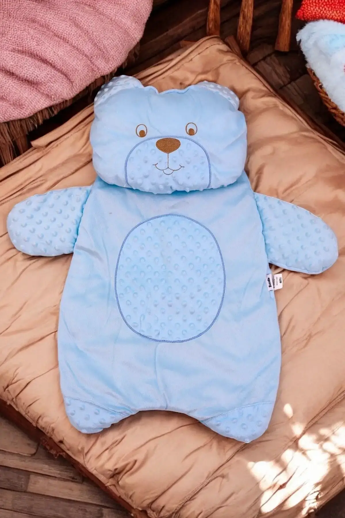 Ayıcık Nakışlı Yastıklı Welsoft Bebek Alt Açma Seti- Mavi