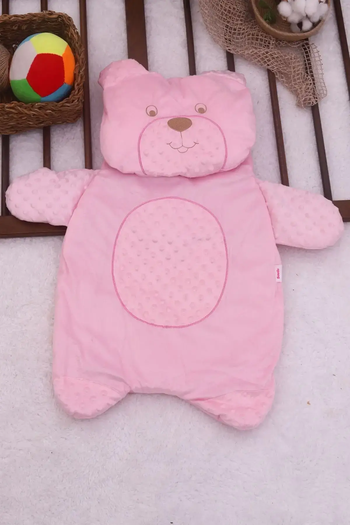 Ayıcık Nakışlı Yastıklı Welsoft Bebek Alt Açma Seti - Pembe