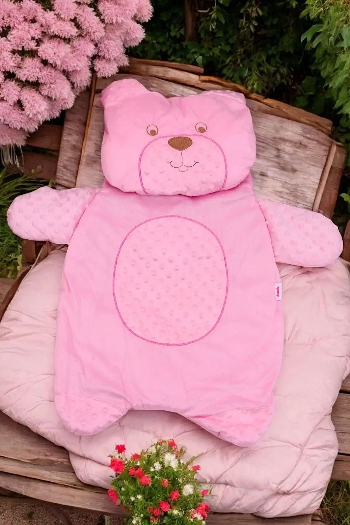 Ayıcık Nakışlı Yastıklı Welsoft Bebek Alt Açma Seti - Pembe