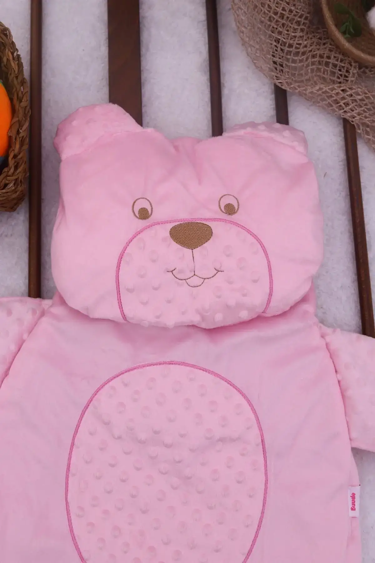 Ayıcık Nakışlı Yastıklı Welsoft Bebek Alt Açma Seti - Pembe