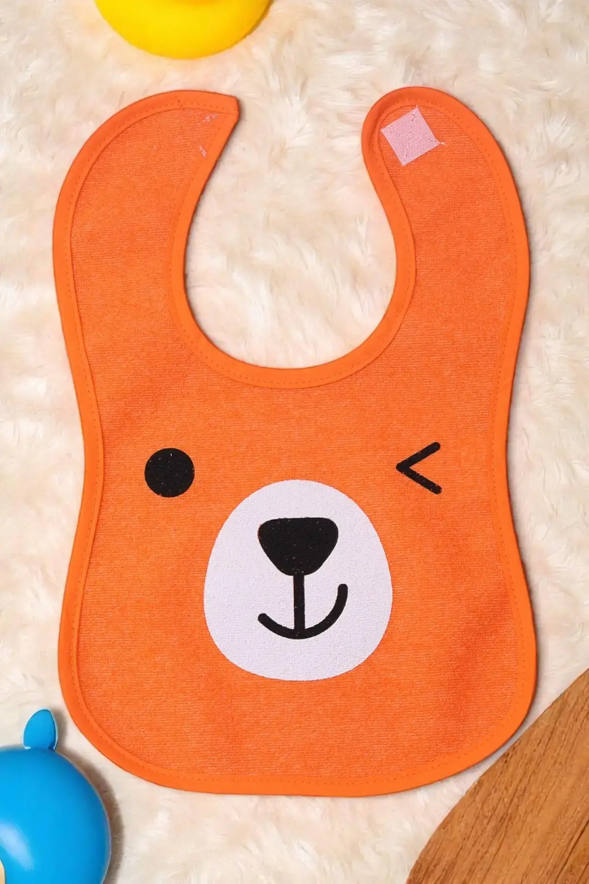 Bear Desenli 3lü Sıvı Geçirmez Bebek Mama Önlüğü 0-18 Ay - Turuncu