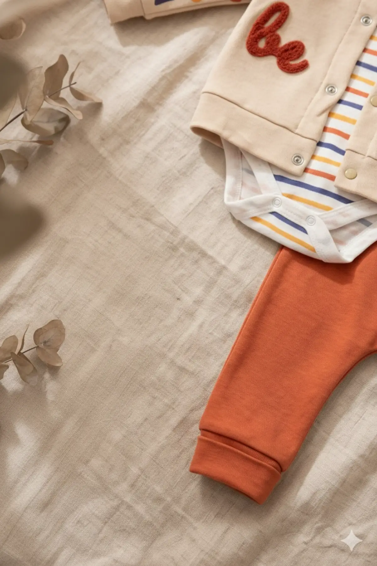 Cute Bear Nakışlı 3lü % 100 Pamuk Erkek Bebek Takımı