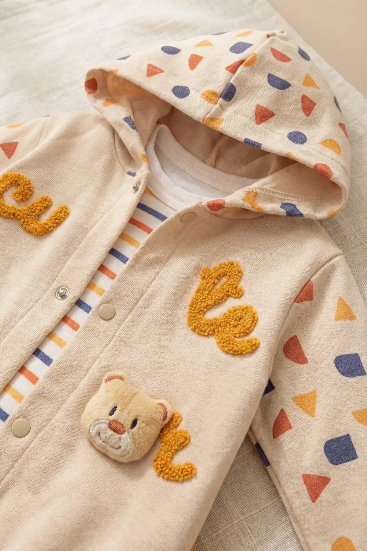 Cute Bear Nakışlı 3lü % 100 Pamuk Erkek Bebek Takımı