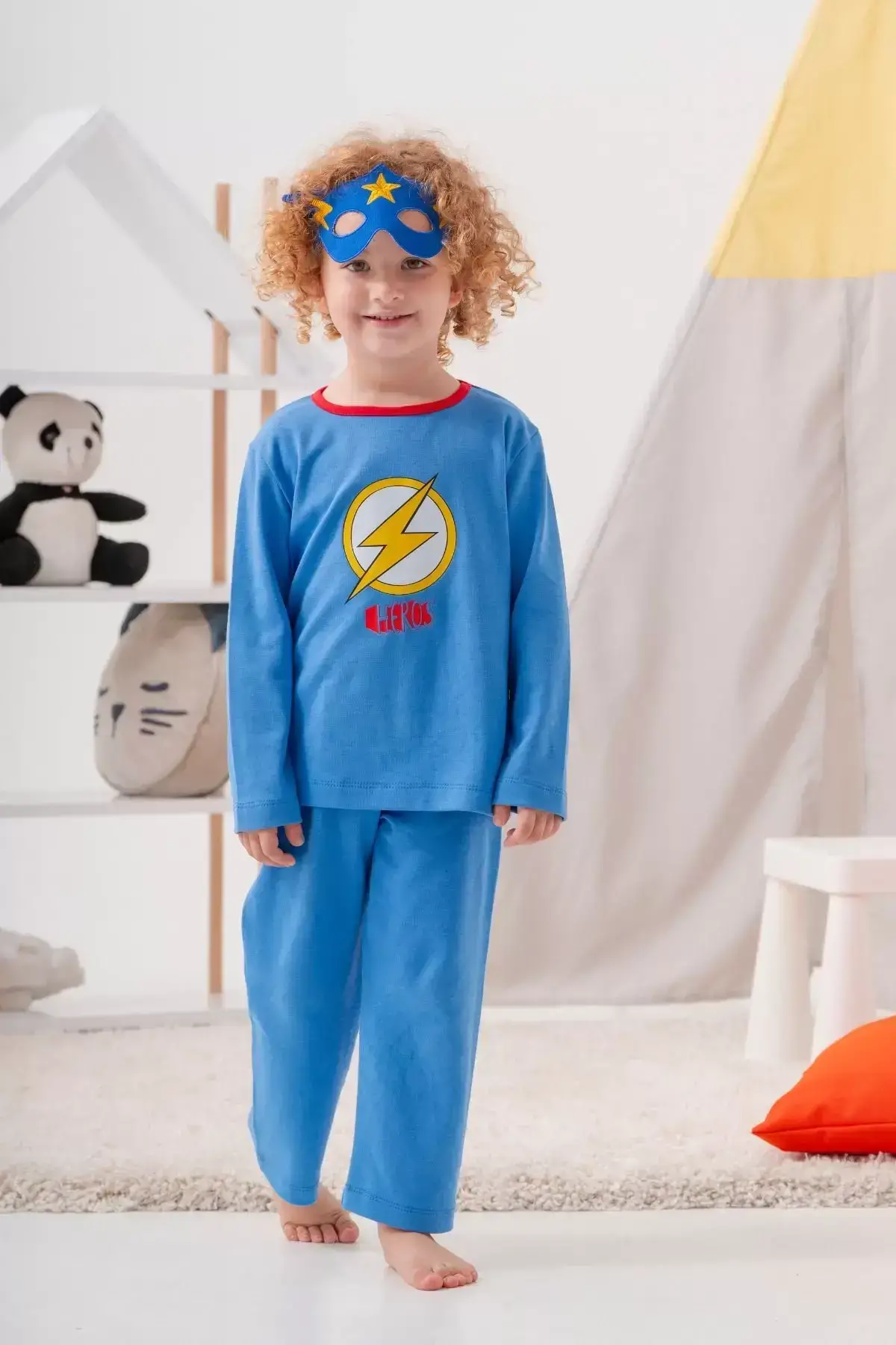 Heros Çanta Ve Maskeli Erkek Çocuk Pijama Takımı Koyu Mavi 4-7 Yaş