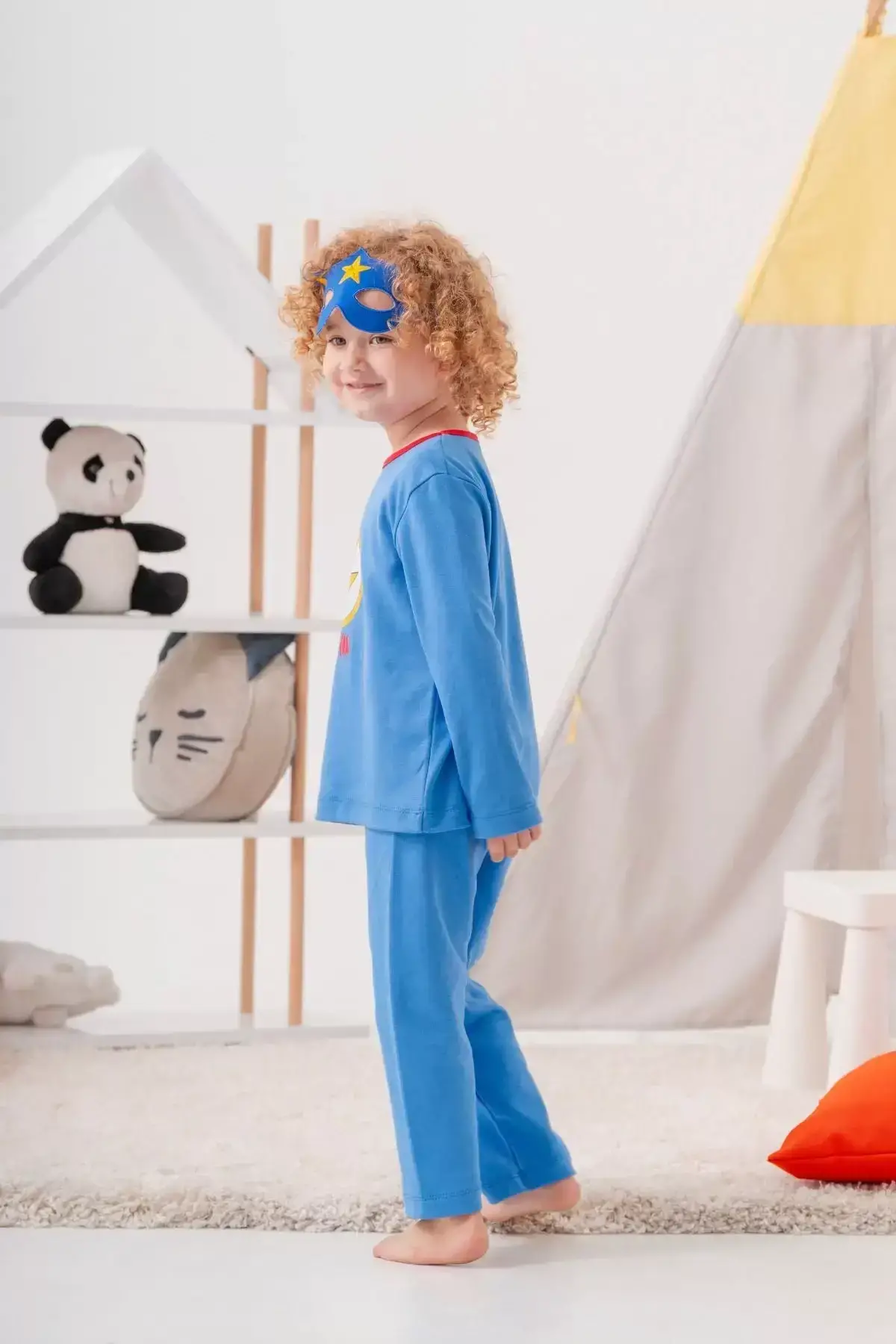 Heros Çanta Ve Maskeli Erkek Çocuk Pijama Takımı Koyu Mavi 4-7 Yaş