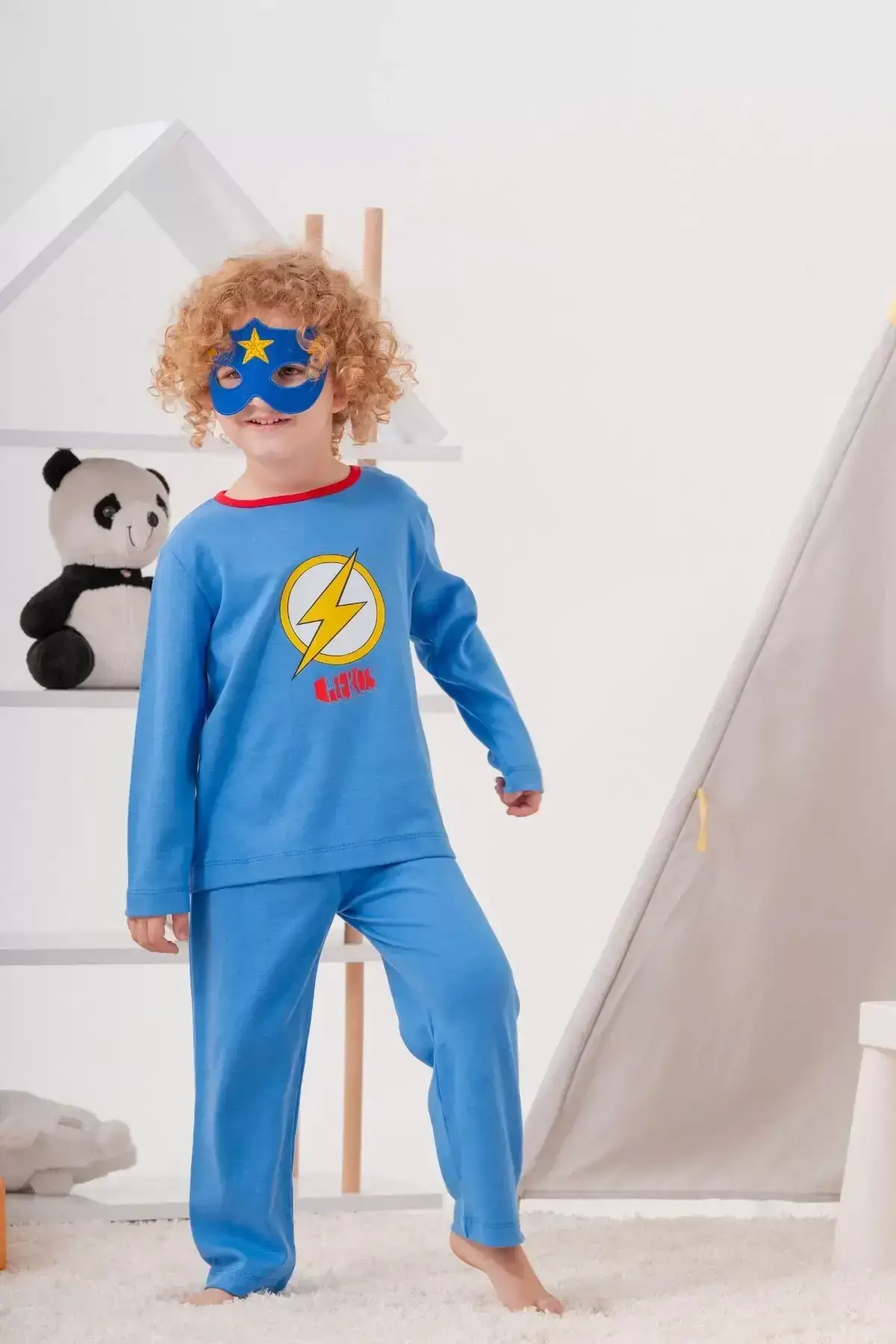 Heros Çanta Ve Maskeli Erkek Çocuk Pijama Takımı Koyu Mavi 4-7 Yaş